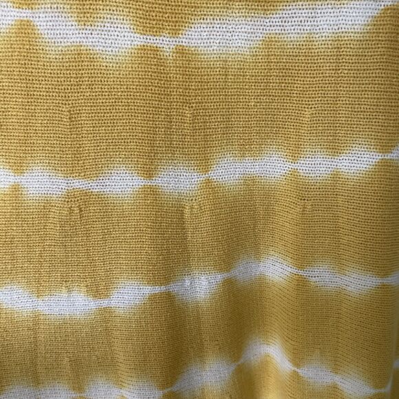 Skye’s The Limit Yellow Scoop Neck Sweater w/White Tie Dye Stripe - Sz XL - Picture 9 of 13